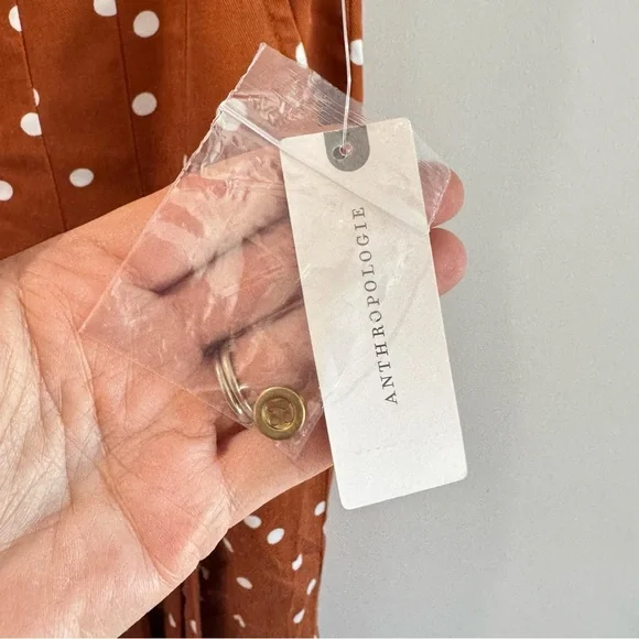 NWT Anthropologie Isobel Wide Leg Pleated Apollo Dot Pants‎ Brown Tan Small - Picture 4 of 10